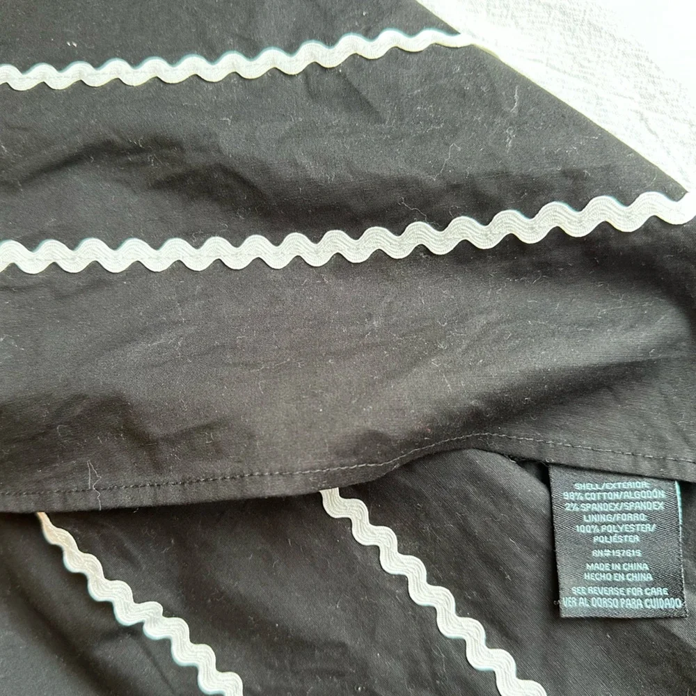 Cynthia Rowley Black Cotton Halter Sundress Circle Skirt RickRack Whimsigoth ~ M - Picture 9 of 15